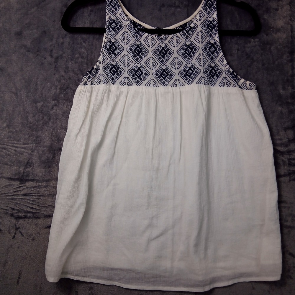 Abercrombie &‎ Fitch Dress Womens Medium White Blue Sleeveless Boho Tank Top